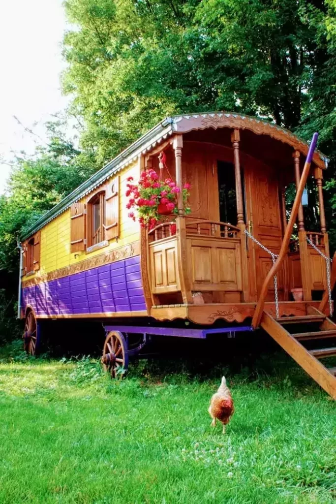la roulotte Bilboquet de Family Ecolodge et Cocotte, la poule