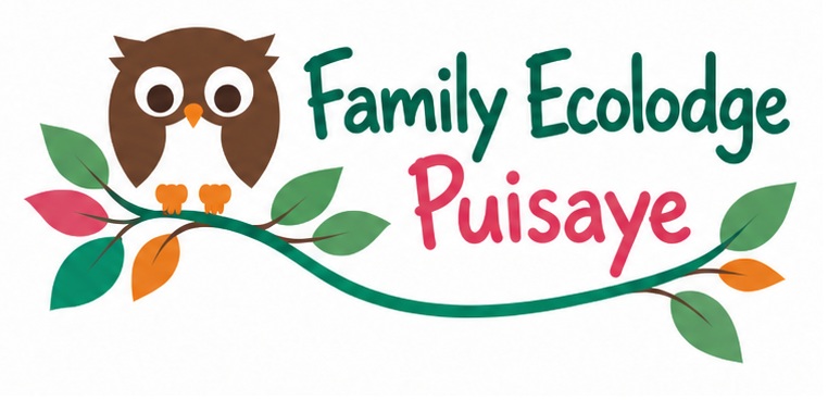 Logo Family Ecolodge Puisaye, un hibou posé sur une branche d'arbre