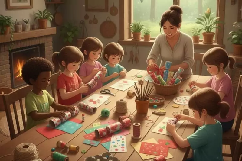 une illustration de l'animation vacances d'hiver et de noel à Family Ecolodge, créer vos cotillons de Noël personnalisés : une animation DIY en famille