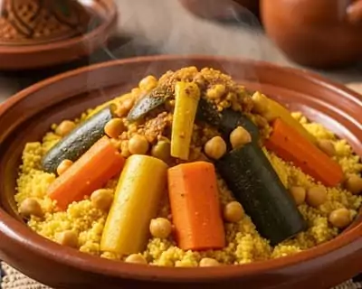 un authentique couscous végétarien pour votre repas de fête au gite de groupe en pension complète Family Ecolodge Puisaye