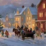 calèche de Noël dans les rues pendant les fêtes