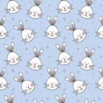 têtes de lapins illustrés sur fond bleu