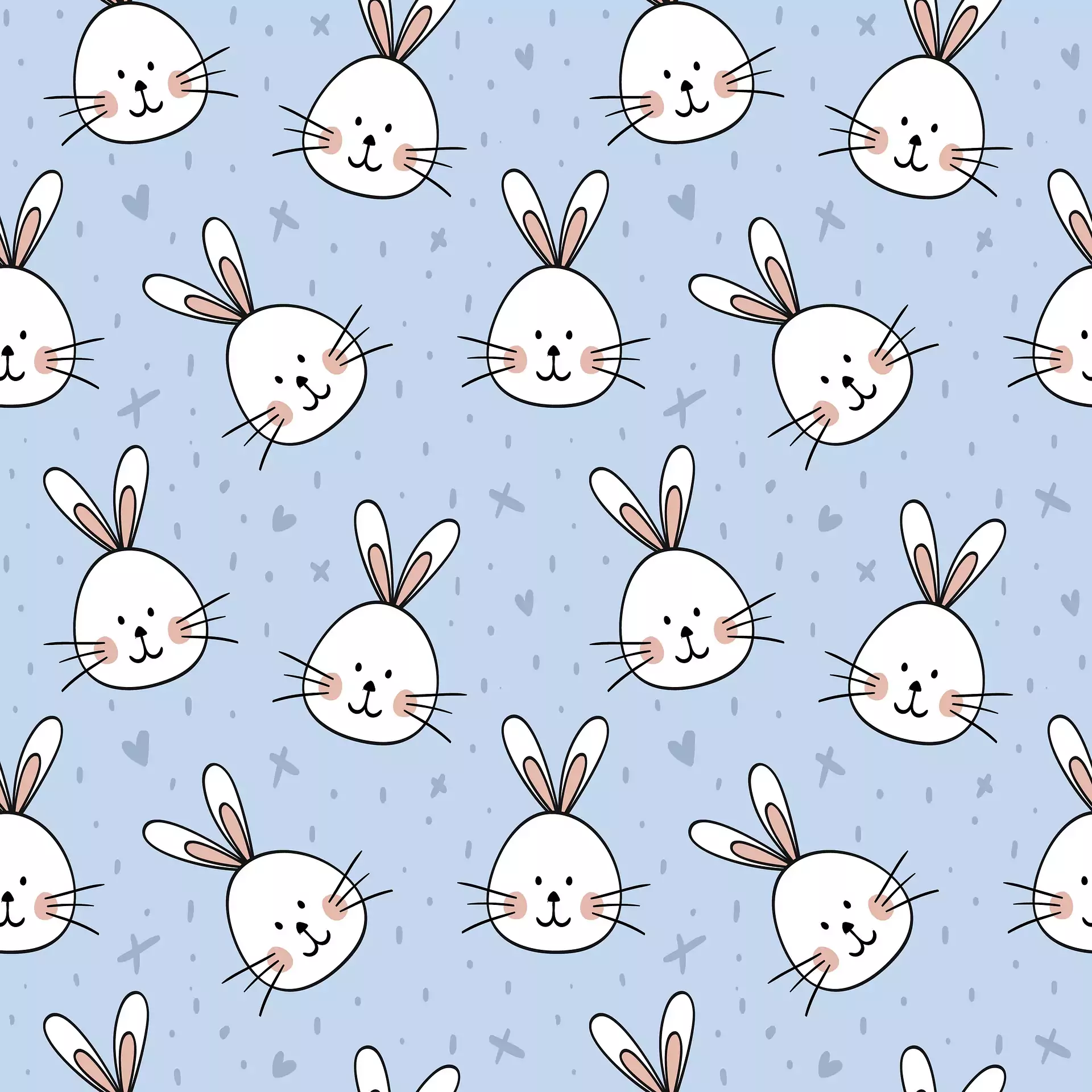 têtes de lapins illustrés sur fond bleu